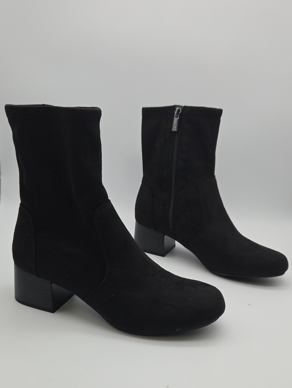 Reaction Kenneth Cole Black Suede Mid-Calf Block Heel Boots